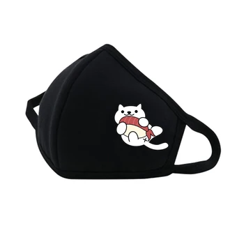

Anime Neko Atsume Mouth Face Mask Black Face Muffle Cute Printed Women Cotton Mask DustpRespirator Fashion mask