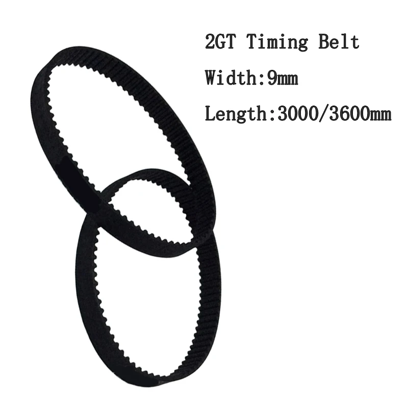 

2pcs/set 2GT Timing Belt Customization Closed Loop Gt2 Timing Belt Width 9mm Length 3000/3600mm 3D Printer Toothed Conveyor Belt