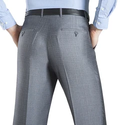New Business Thin Suit Pants for Men Size 29-56 Spring Autumn Male Formal Solid Silk Long Dress Baggy Trousers