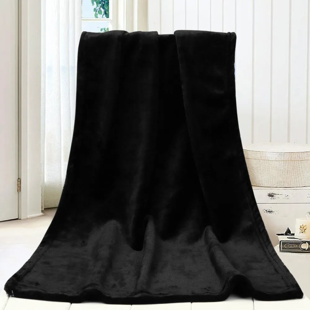 OUNEED одеяла 45X65 см модные однотонные черные мягкие пледы детские теплые Коралловые одеяла высокое качество фланель для дома Спальня#45