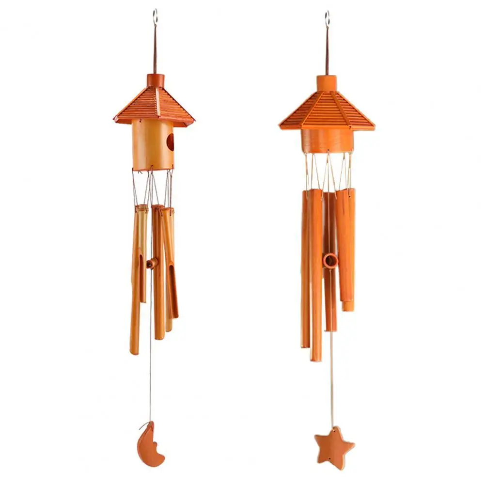 Wind Chime Bird Nest Pavilion Shape Hanging Bamboo Lightweight
