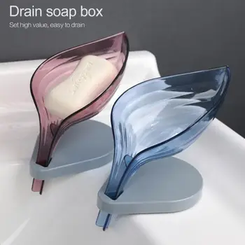 

1PC Bathroom Decor Leaf Shape Hollow Soap Holder Drainage Storage Holder Container 7 Colors For Home Kitchen Bath