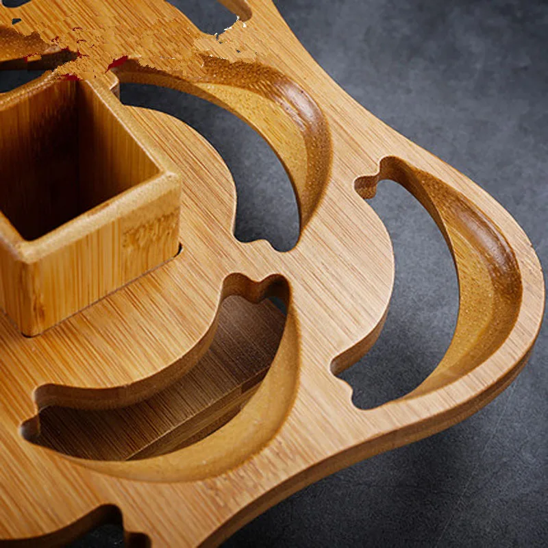 Chinese Cha Dao Tea Set, 6 Pieces Ebony Tea Set, Kung Fu Tea Accessories, Tea Ceremony Utensils, Multifunctional Storage Rack