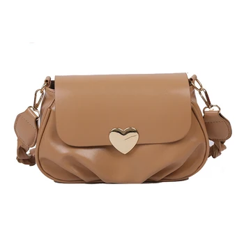

ZZSLHL Fashion Heart Shoulder Bag For Women Pleated Cloud Bag Braided Shoulder Strap Crossbody Bag Lady Design Handbag Purse