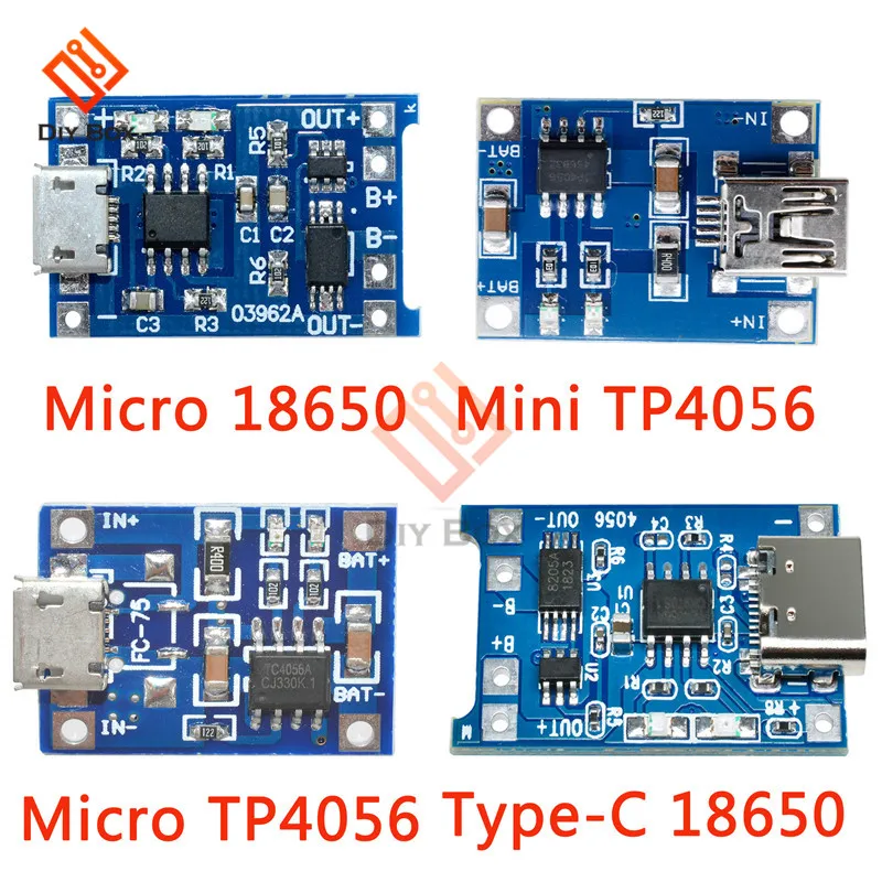 DC 5V 1A 18650 TP4056 модуль зарядного устройства литиевой батареи type c Micro Mini зарядная