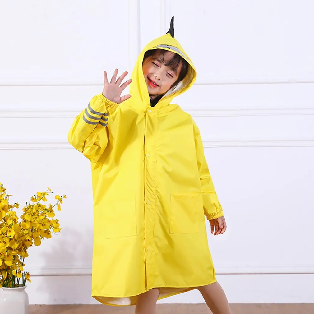 Детский плащ-дождевик с рисунком динозавра для мальчиков и девочек, с прозрачной шляпой, на молнии, с пуговицами, водонепроницаемый дождевик