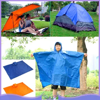 

Multi-Functional Rainwear Poncho Raincoat Waterproof Rain Coat Camping Rainwear Suit Sunshade Tarp Ground Mat Outdoor Activities