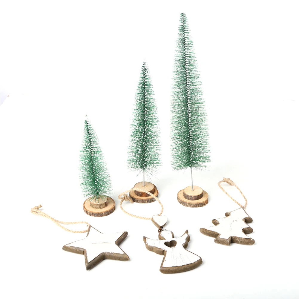 

3PCS/Set Crafts Wooden Decoration Angel Exquisite Party Home Durable Rustic Christmas Tree Retro Small Hanging Ornaments Star