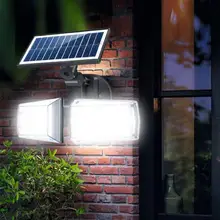 Двойной головной Солнечный настенный светильник тела сенсорные прожекторы на открытом воздухе водонепроницаемый Вращающийся уличный свет супер яркий домашний садовый светильник