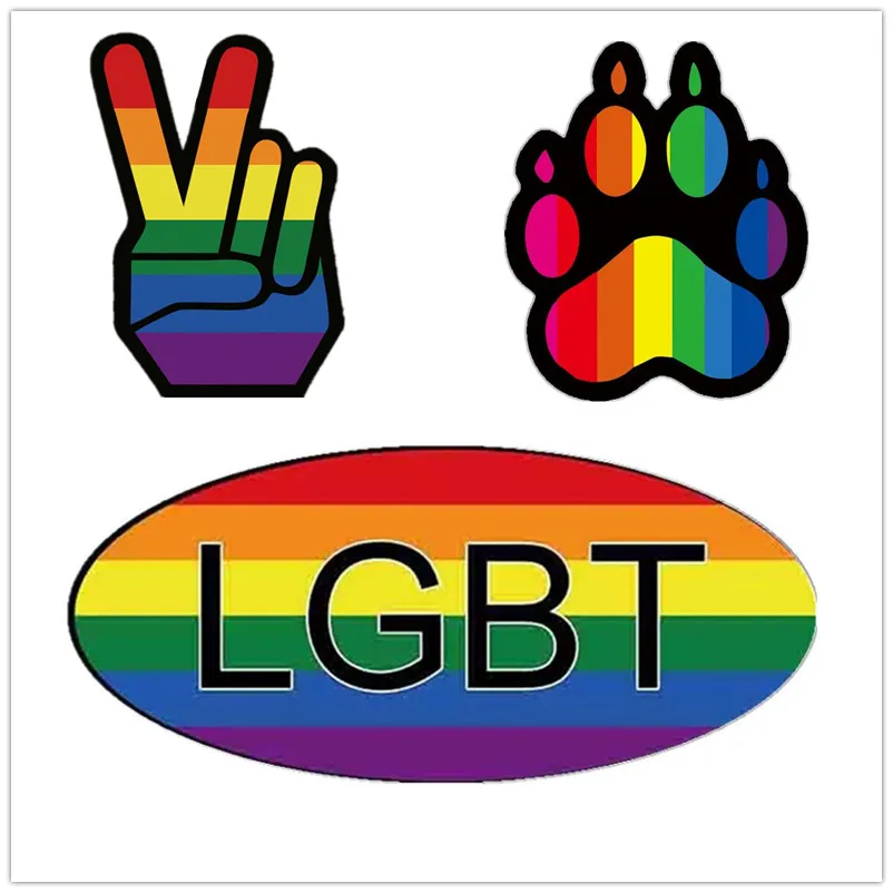 

2019 Gay Pride Rainbow Sticker Hand Reflective Car Sticker PVC Irregular Funny Decal Transgender Car Stickers LOVE PRIDE LGBT