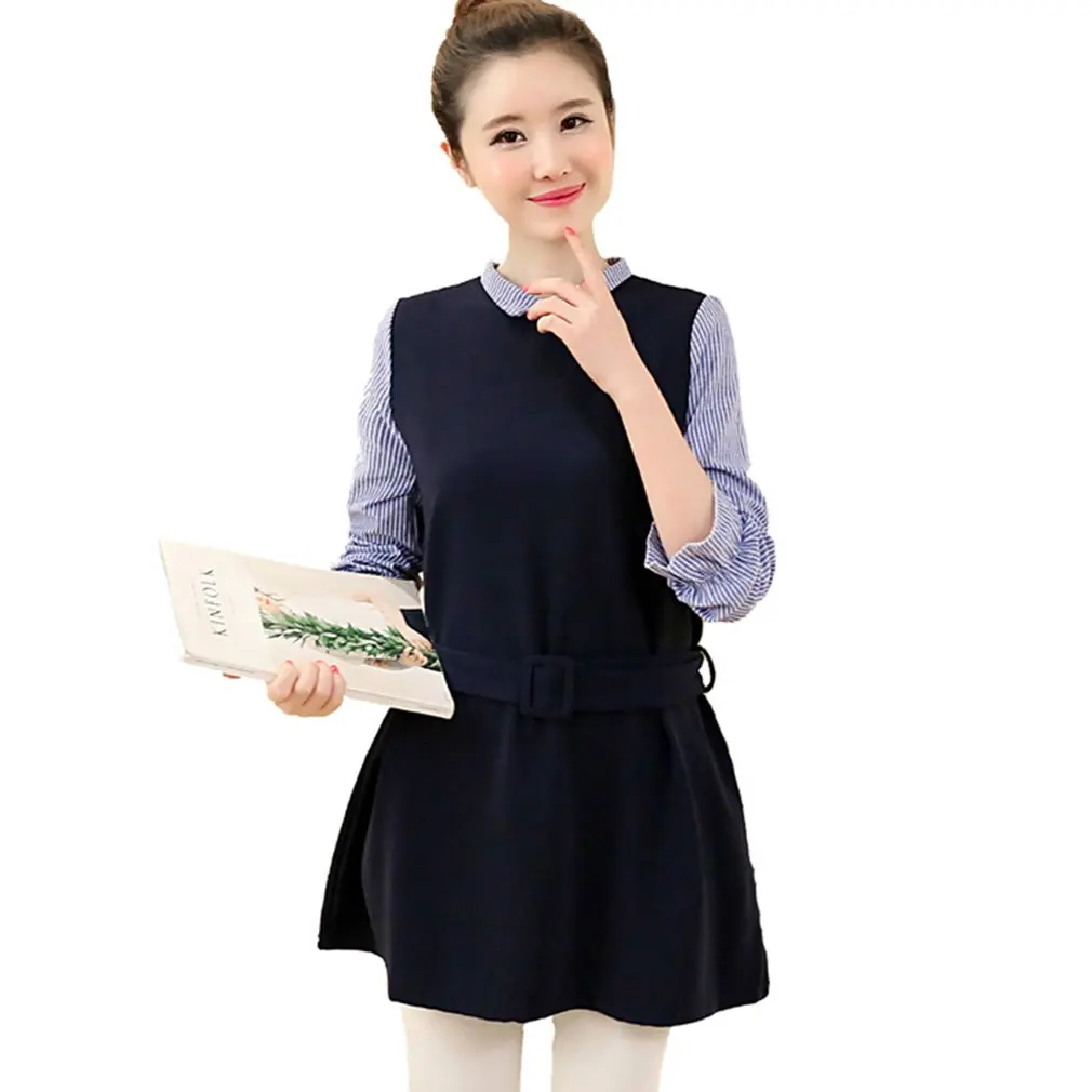 

Fashion Dress Patchwork Fake Two Pieces Long Sleeved Pregnant Woman Elegant Dress Loose Comfortable Casual Daily Wear