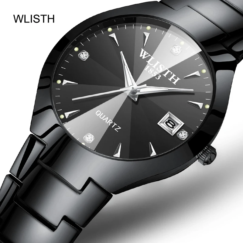 WLISTH-reloj de cuarzo de acero inoxidable para hombre y mujer, pulsera lujosa de moda, regalo de San Valentín
