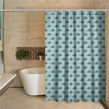

Vintage Airplane Hotel Quality Polyester Shower Curtain Retro Style Propeller Airplane Pattern on an Abstract Background Shower