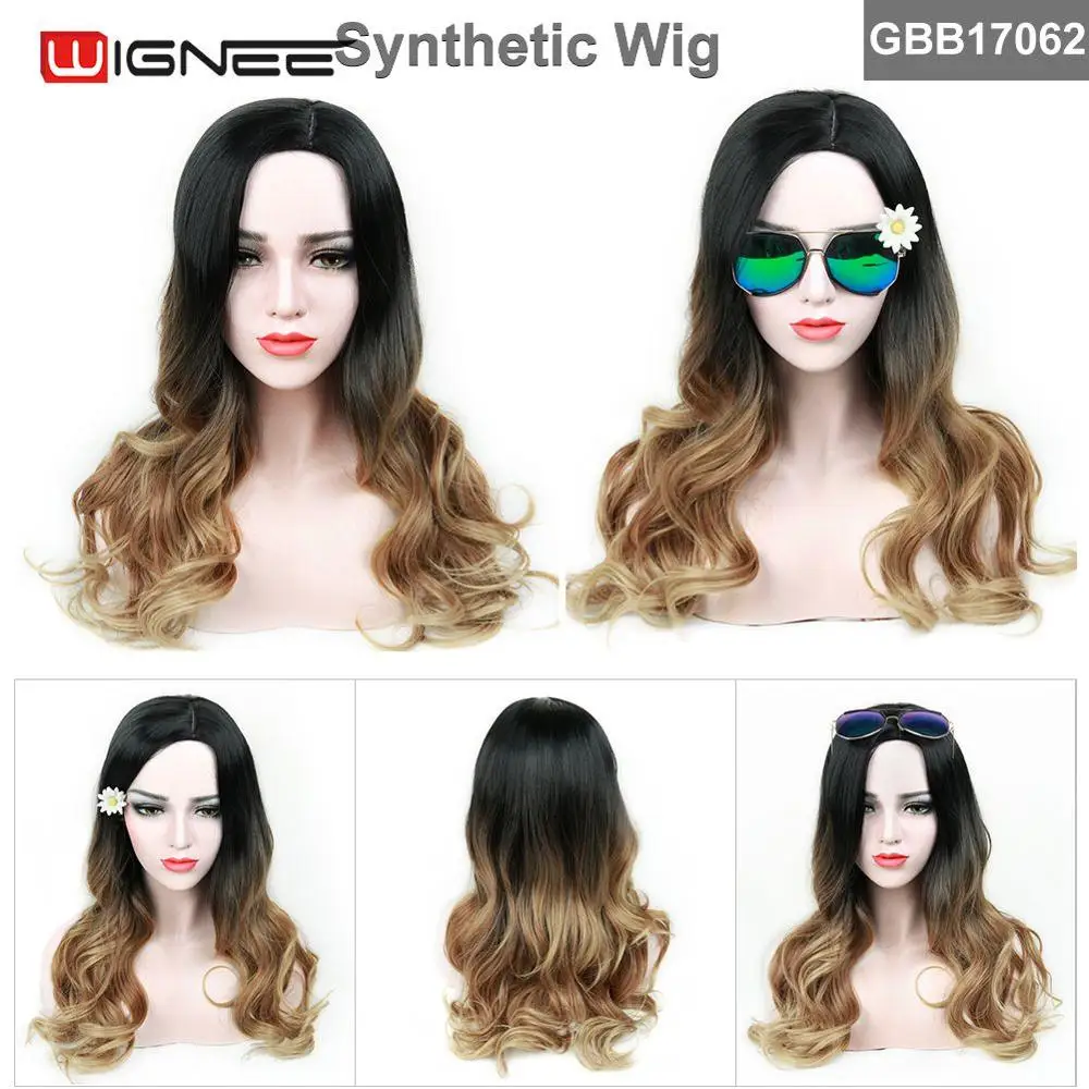 Wignee длинные волнистые волосы синтетический натуральный парик для