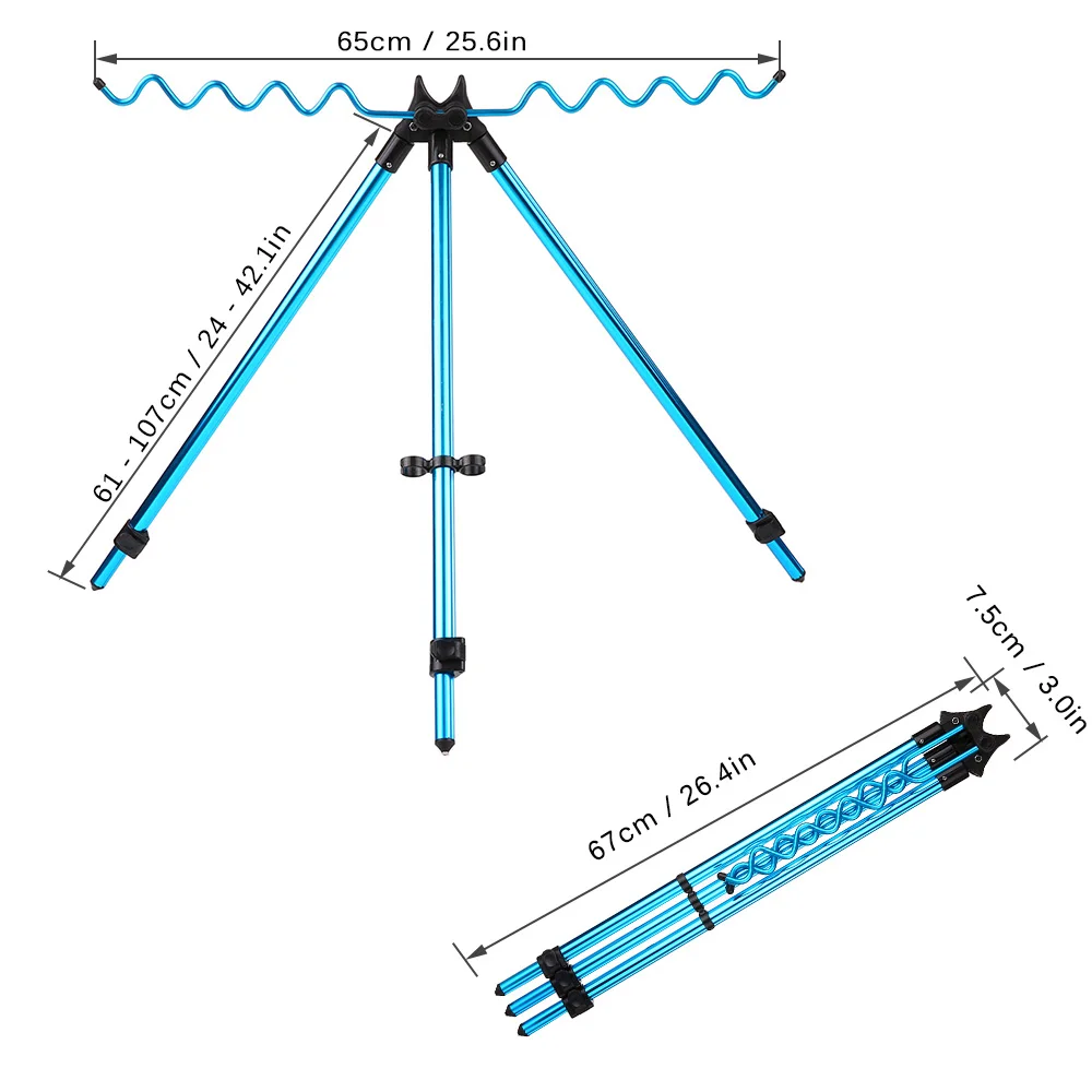 

Portable Telescopic Adjustable Fishing Rods Tripod Stand Outdoor Sea Beach Pond Support 9 Rods Fishing Tackle Accessory Tool