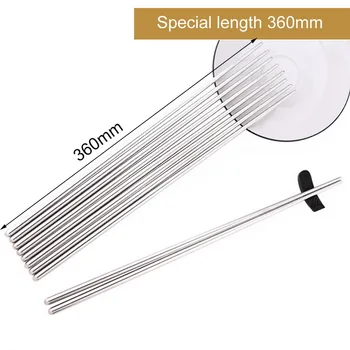 

1 Pair Long Chopsticks Stainless Steel Cooking Chopsticks Solid Reusable Handheld Cooking Tool Non-slip Kitchen Chopsticks 36cm