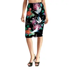 

High Waist Skirt Sexy Pencil Skirt and Printed Tight Women's Chrysanthemum Crane, New in Summer