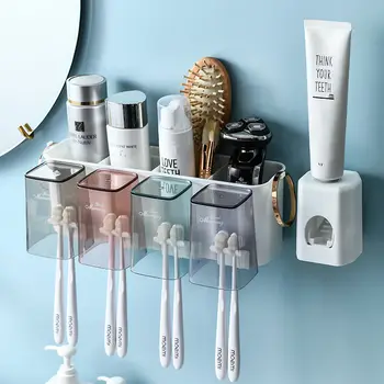 

Y Wall Hanging Toothbrush Holder Set Toilet Free Punched Washed Cup Shelf Household Creative Toothbrush Storage Rack