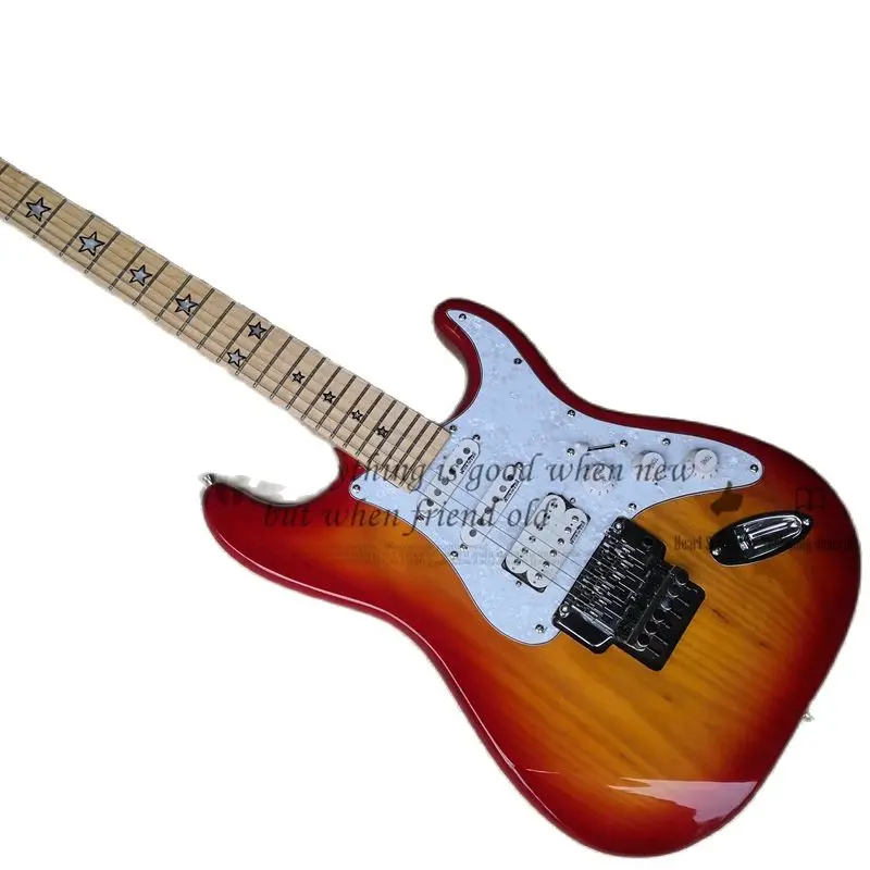 Изготовленная на заказ гитара со звездами вишня Sunburst корпус ясеня 24 реммост