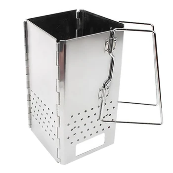 

Stainless Steel Portable Charcoal Starter BBQ Grill Foldable Chimney Starter Barbecue Grill for Outdoor