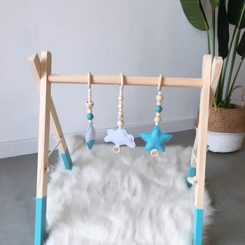 

3PCS/Set Baby Rattle Toys Nordic Style Wooden Rattle Ring Beads Play Toy Stroller Hanging Toys