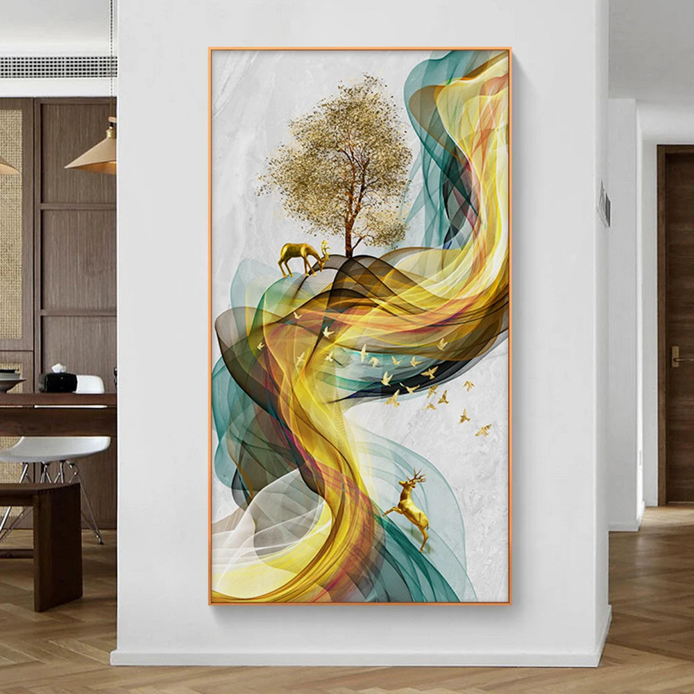 

Modern Abstract Landscape Art Line Porch Mural Decoration Oil Picture Living Room Paintings Wall Decor