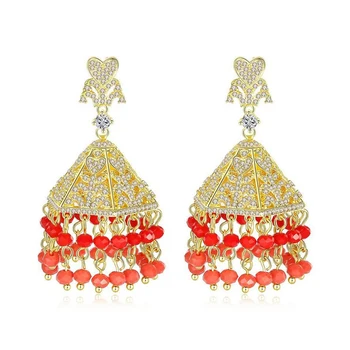 

Fashion Gypsy Jewelry Earring Retro Ethnic Indian Jhumka Jhumki Bells Beads Drop Tassel Earrings Women Bohemian Party Gifts New