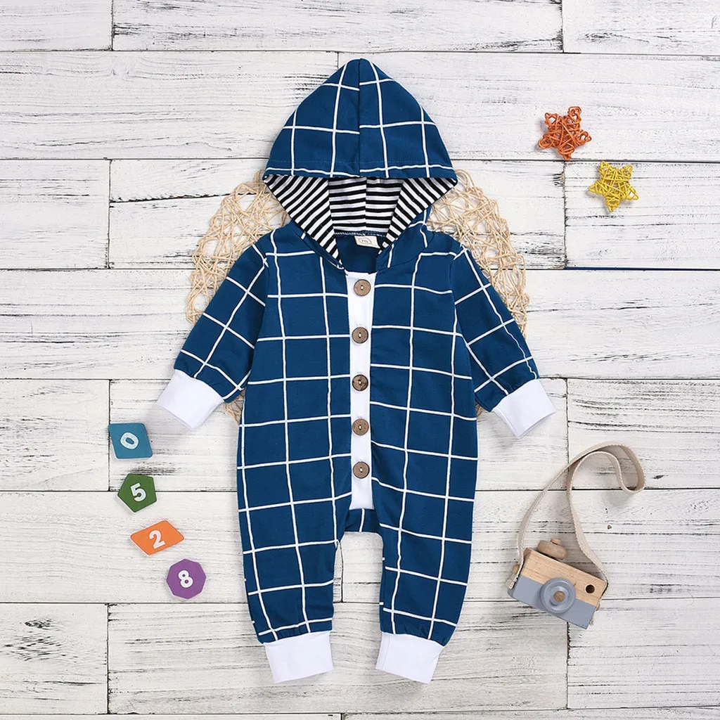 new born baby clothes baby boy romper winter clothes costume romper onesie disfraz bebe halloween new Plaid 6-24m Long Sleeve Z4
