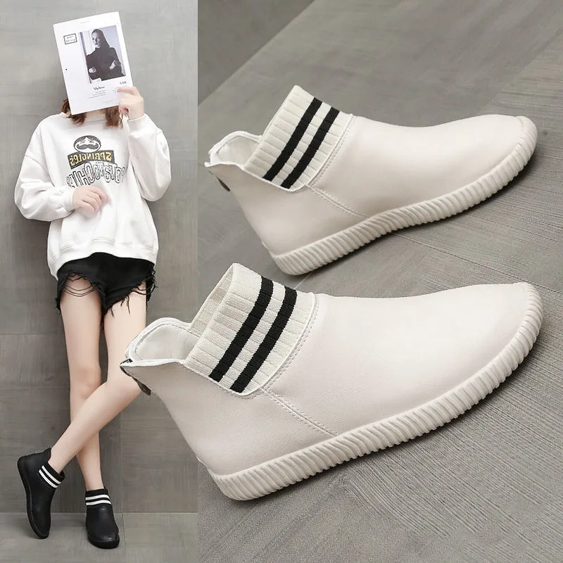 ONE YONA 2021 spring autumn new tide all-match women casual shoes solid middle heels lace-up high tops | Обувь