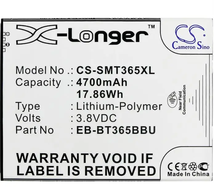 

cameron sino 4700mah battery for SAMSUNG Galaxy Tab Active Tab Active 2 Tab Active 2 8.0 Tab Active 2 8.0 LTE SM-T365F0 T395N
