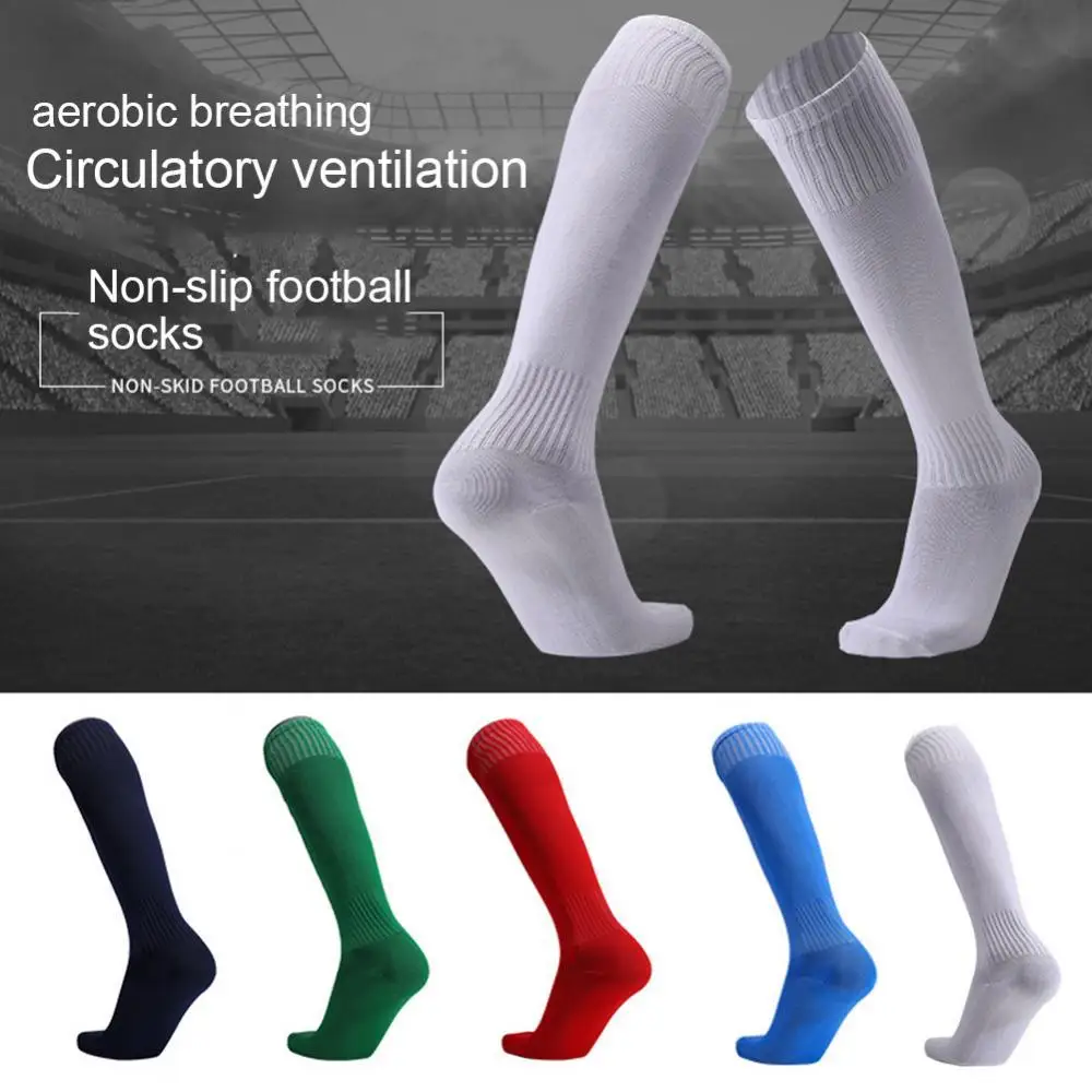 Sports Socks Men Solid Color Teenager Adult Football Soccer Training Men Socks Anti-slip High Tube Basketball Stocking
