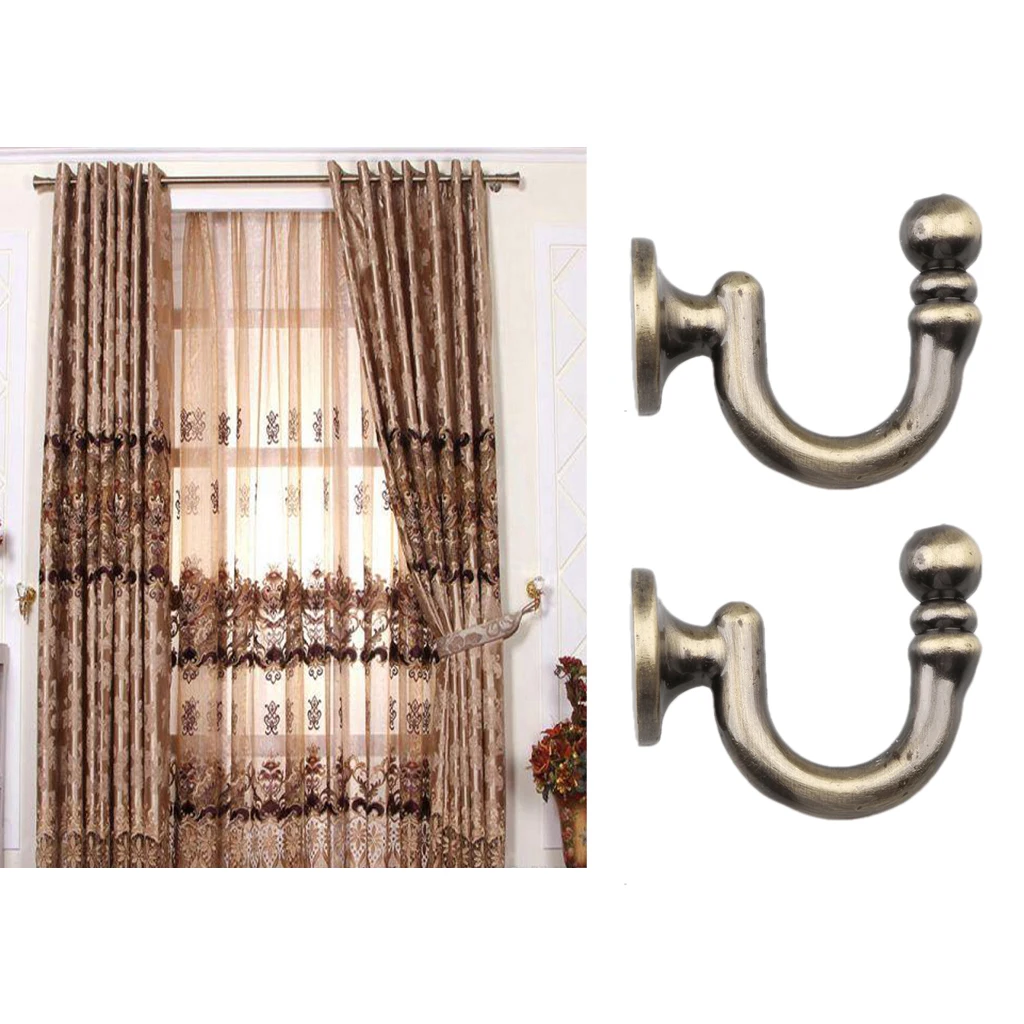 2 Pieces Metal Curtain Tieback Hooks Holders Wall Door Hangers
