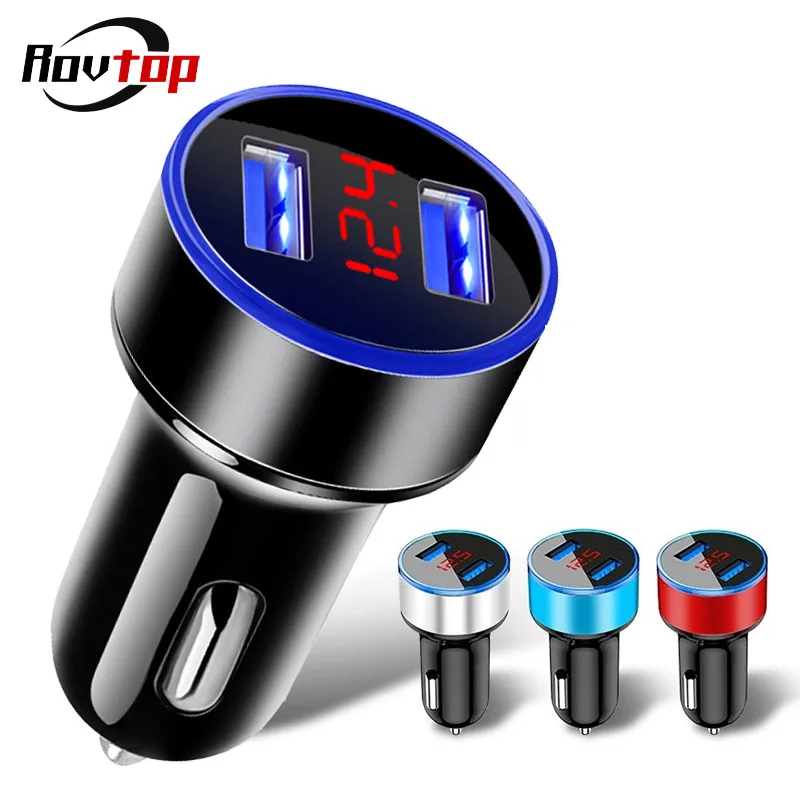 Rovtop двойной Переходник USB для зарядки в машине светодиодный дисплей 5В 3.1A Быстрая