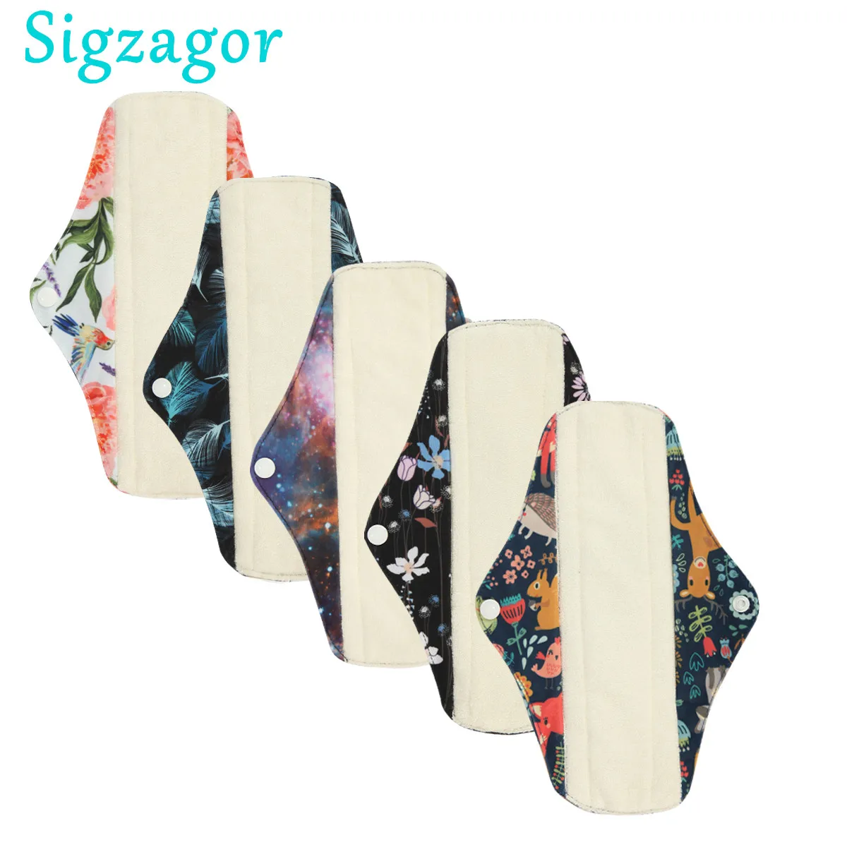 BAMBOO Sigzagor Menstrual Washable Maternity-Pad Sanitary Cloth-Pad 10in Regular 25cm