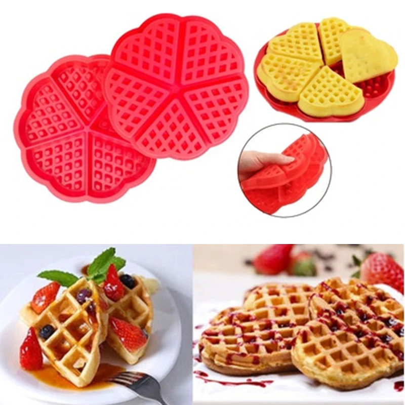 Силиконовые Круглые вафли противень торт выпечки Плесень лоток кухонные инструменты в форме сердца