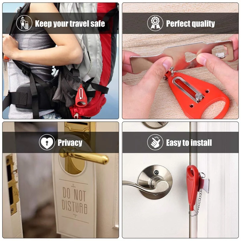 Portable Door Lock,Travel Lock Heavy Duty Safety Addalock Lockdown for Security AirBNB Hotel Home School Apartment Motel,Black a