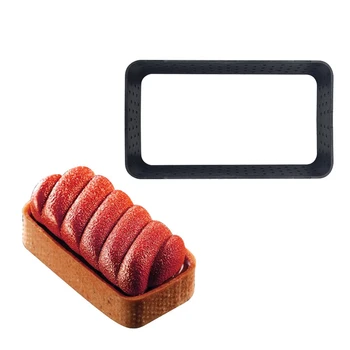 

8pcs Cake Mold Silicone Rectangle Shaped Mousse Circle Cutter Decorating Tool Reusable rench Dessert DIY Perforat Ring Bakeware