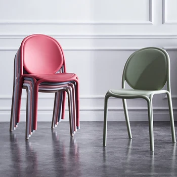 

Modern Simple Plastic Chair Home Thickened Dining Chair Restaurant Creative Backrest Plastic Stool Leisure Chair Nordic