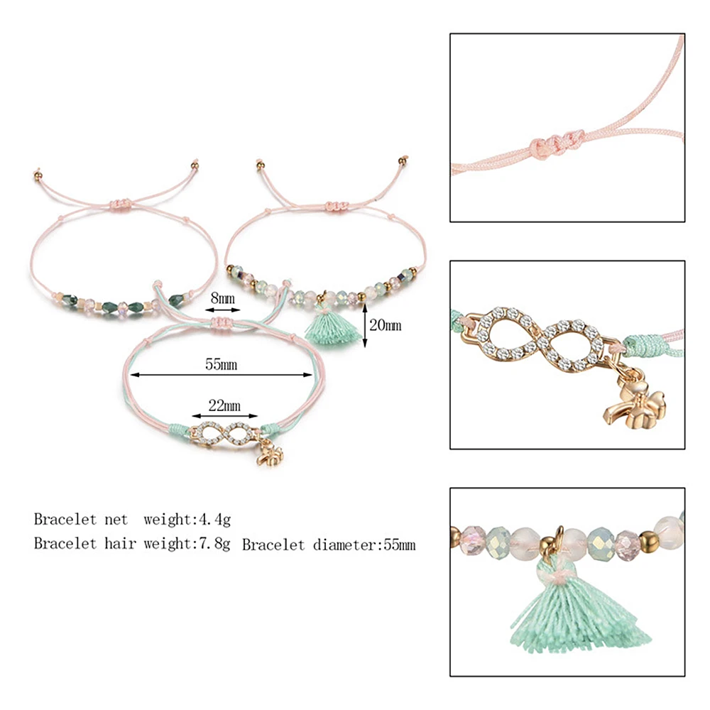 3 шт./компл. Boho Для женщин Оболочка жемчужные бусы, натуральный камень, сердечко с бахромой в виде звезд, с украшением в виде кристаллов браслет подарок на летнюю вечеринку браслет-напульсник, высочайшего качества, senhora