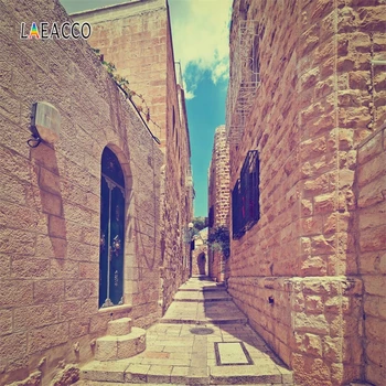 

Laeacco Jerusalem Rock town scenery Backdrop Alley Stone road Journey Photography Customizable Backgrounds For Photo Studio