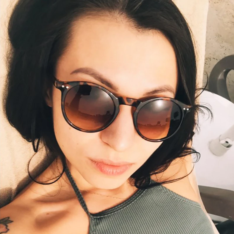 

Classic Midi Sunglasses vintage round frame leopard-print Ladies Sunglasses