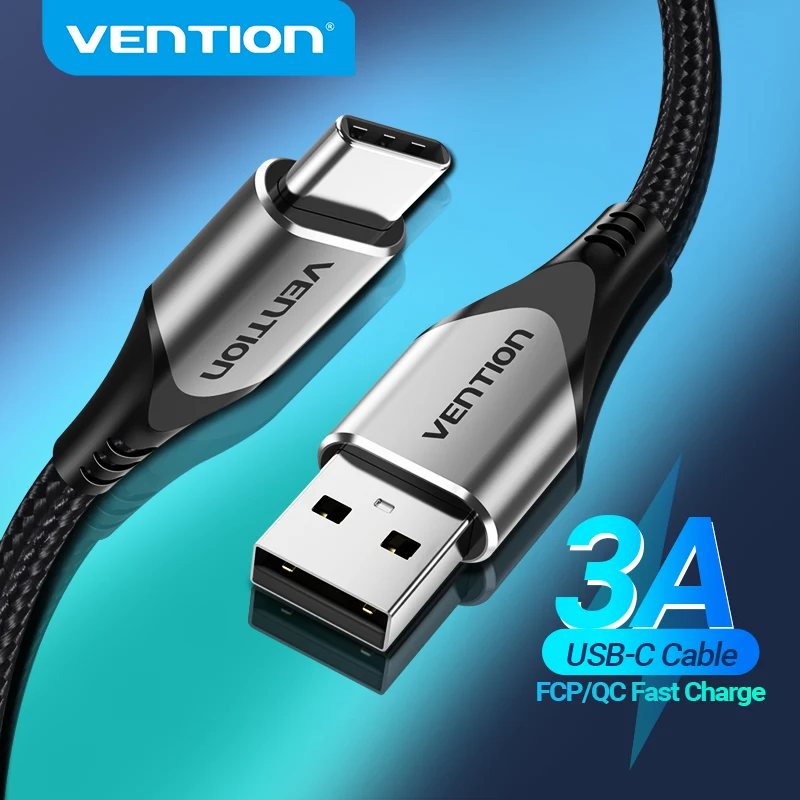 Vention usb tipo c cabo para samsung s10 s9 3a carregamento rápido usb c carregador data fio para xiaomi huawei tipo-c cabo cabo cabo