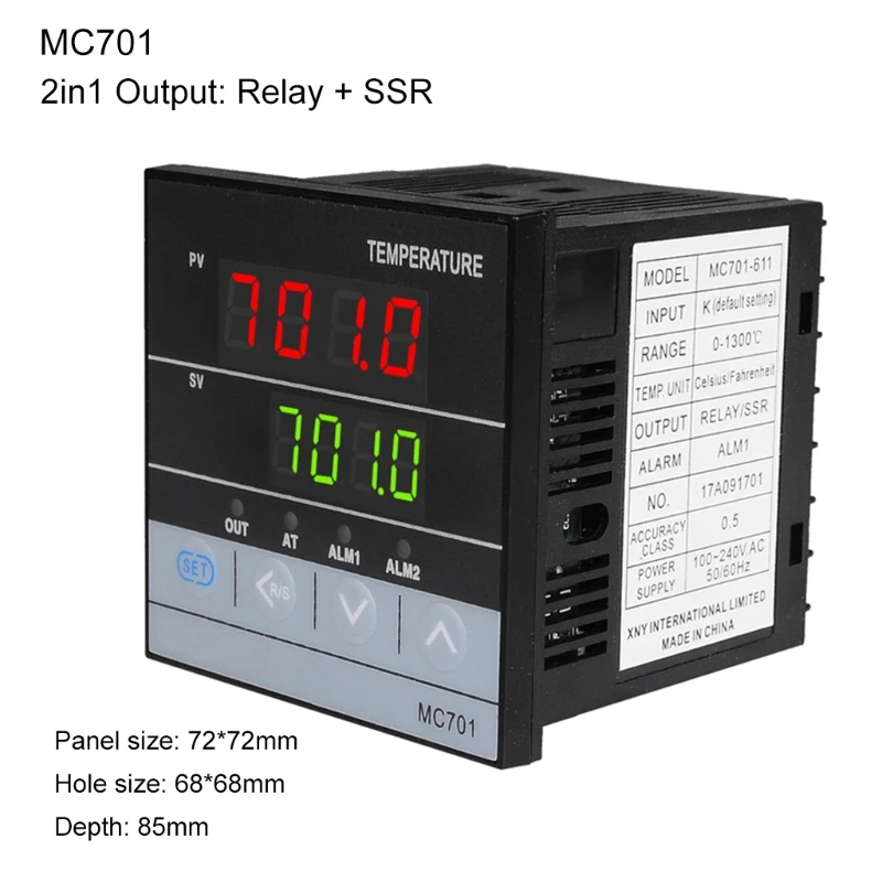 2in1 Relay + SSR Output PID Thermostat ℃/℉ 85~265VAC for Universal Inout K Pt100 | Инструменты