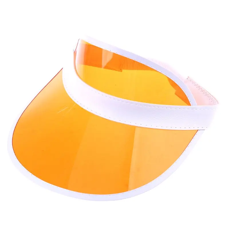 

10 10 Colors Women Men Transparent PVC Plastic Sunshade Hat Frosted Sweet Candy Color Empty Open Top Sports Beach Sun Visor Cap