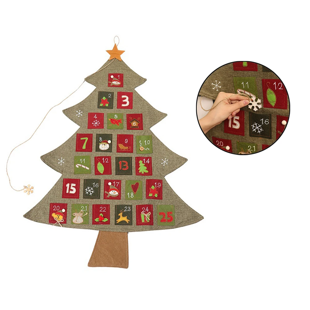 Рождественский календарь, висящий фетр, календарь с обратным отсчетом, рождественские украшения для дома, украшение года