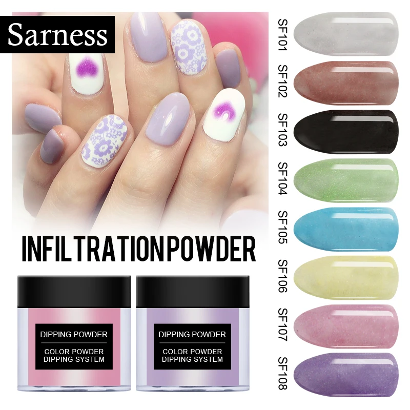 

Sarness 18g Dip Nail Powder Dipping Powders Nail Glitters Decoration Long Last UV Gel Natural Dry Without Lamp New Acryic Powder
