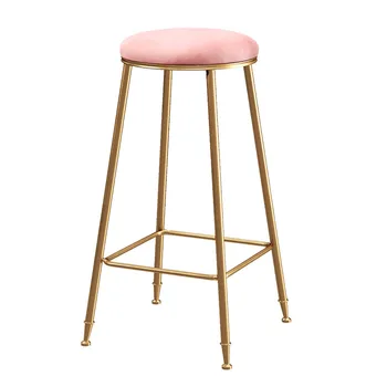 

Northern Europe Light Luxury Bar Chair Stool Ins Simple Modern Net Red Household Round Stool Coffee Restaurant Makeup Stool Chai