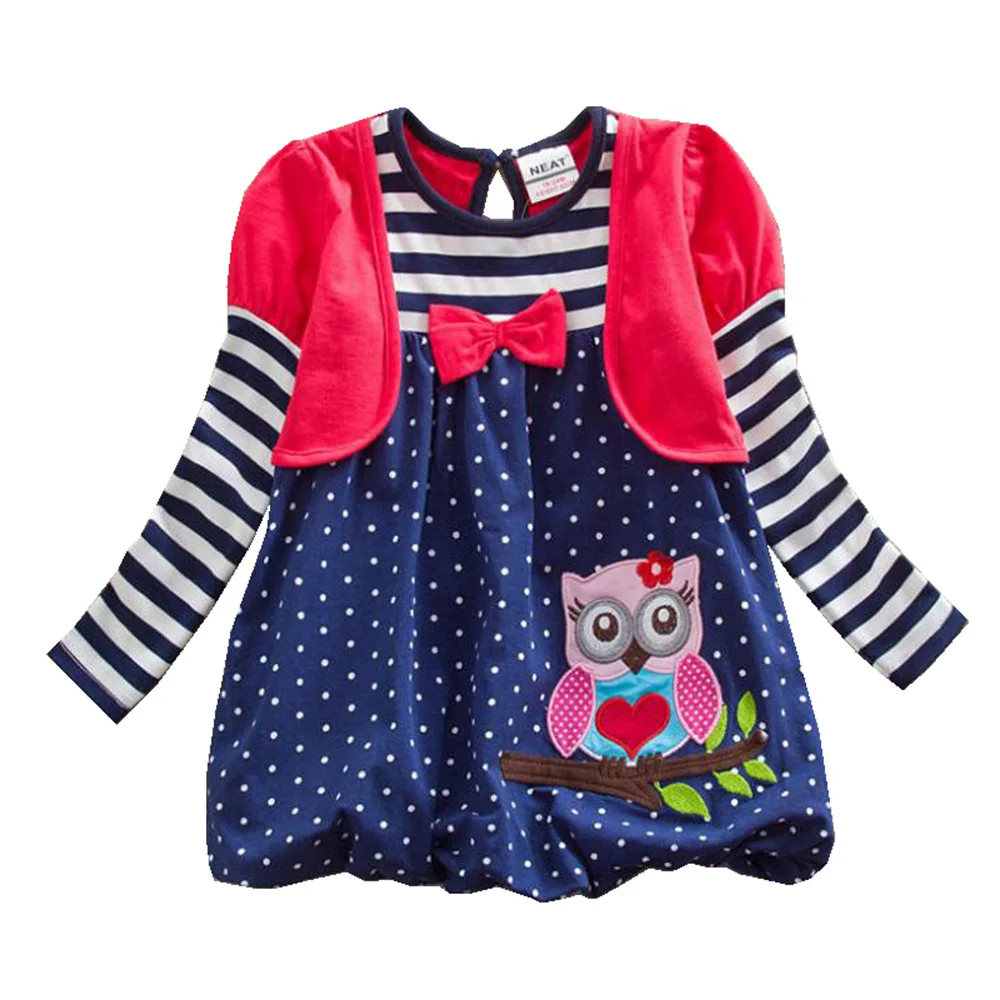 

A Generation of Fat Cross Border Export Brand Childrenswear Girls Fake Two-Piece Polka Dot Stripes Long-sleeved Dress LG006