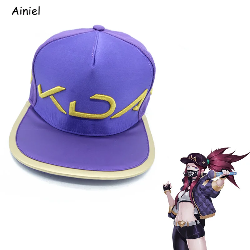 Game LOL KDA AKALI Cosplay Hat Caps Mask Women Akali K/DA Baseball Cap Headwear Props Couple Hip Hop Hats for Men Kids | Тематическая