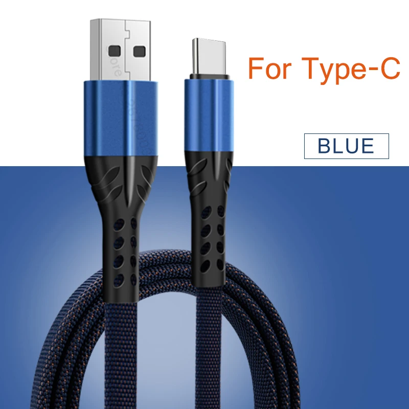 Быстрая зарядка usb type C кабель Зарядное устройство USB кабель для зарядки данных Micro USB кабель мобильного телефона кабель USB шнур для huawei Xiaomi Redmi - Цвет: For Type C Blue